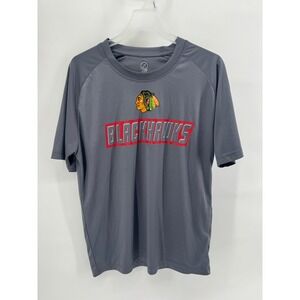 NHL Chicago Blackhawks Mens Medium Performance T-Shirt Gray Short Sleeve Hockey